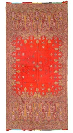 Scialle Kashmir, Inghilterra, prima metà secolo XIX. Tessuto a mano con telaio