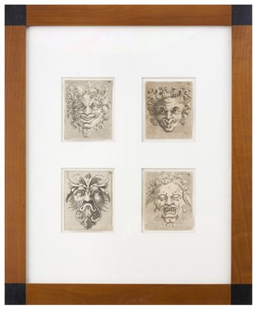 Adamo Scultori Lotto contenente otto incisioni al bulino raffiguranti "Mascheron