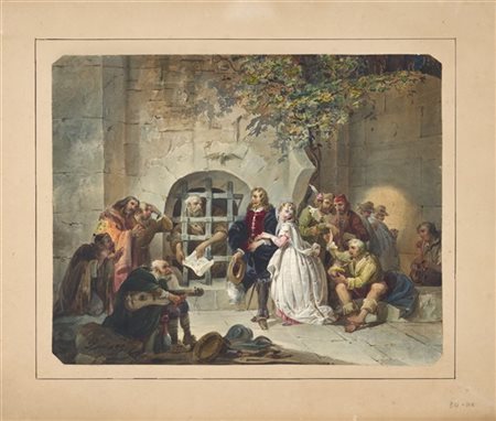 Cesare Provaggi "Scena galante"
acquerelli su carta (mm 236x297)
firmato "Provag