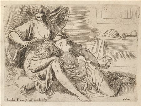 Jacopo Negretti "Sansone e Dalila"
acquaforte (mm 164x221 il foglio)
(difetti)
