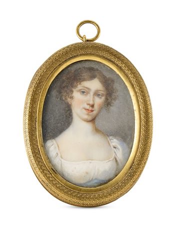 Arte russa, secolo XIX "Anna Andreevna Bludova" ritratto su miniatura in avorio