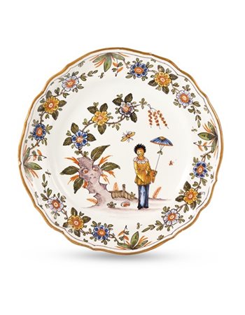 Manifattura di Felice Clerici, Milano 1745-1780. Piatto polilobato in maiolica