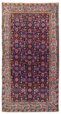 Tappeto passatoia Bachtiari, Persia, fine secolo XIX. Decoro Herati in policrom