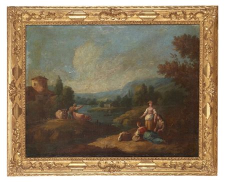 Scuola veneta del secolo XVIII

"Lavandaie e pastori in un paesaggio"
olio su t