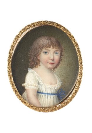 Romualdo Batoni (1763-1819) " Ritratto di fanciulla in abito bianco 1800" Minia