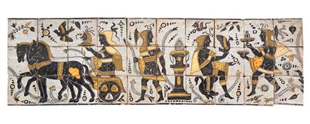 Manifattura napoletana, secolo XIX. Gruppo di trenta piastrelle in maiolica dip