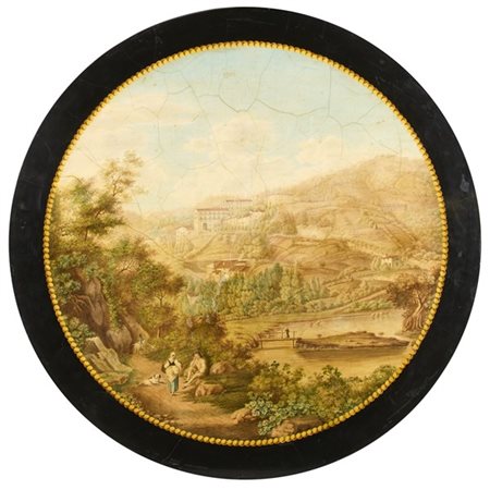 Pietro Della Valle (Livorno, 1819 - Firenze, 1880) Piano in scagliola circolare
