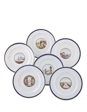 Manifattura Ginori, Doccia, secolo XIX. Sei piatti in porcellana bianca profila