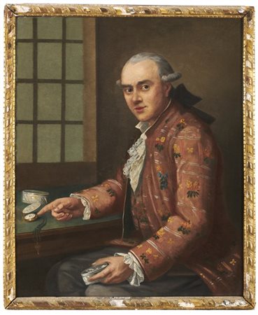 Scuola del secolo XVIII

"Ritratto di gentiluomo con orologio"
olio su tela (cm