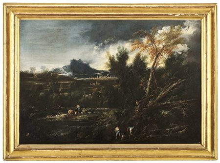 Scuola lombarda del secolo XVIII

"Paesaggio con lavandaie"
olio su tela (cm 76