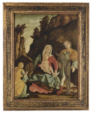 Scuola della fine del secolo XVI

"Riposo durante la fuga in Egitto"
olio su te