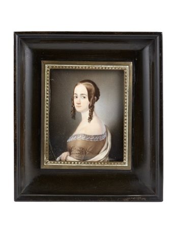 Maestro della seconda metà del secolo XVIII. "Ritratto di dama" miniatura retta
