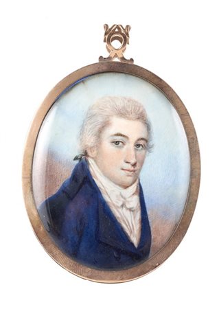 Maestro inglese della prima metà del secolo XIX " Ritratto di gentiluomo" minia