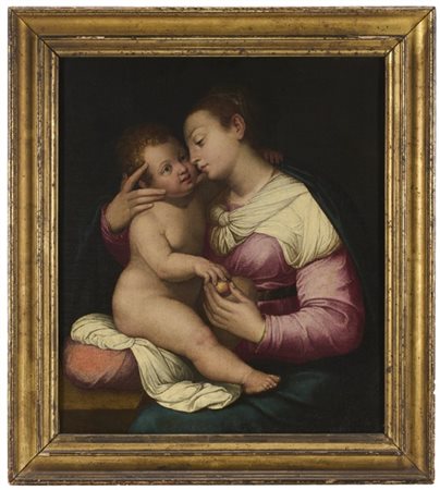 Scuola romana dell'inizio del secolo XVII

"Madonna con Bambino"
olio su tela (