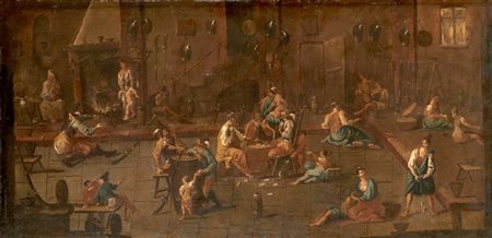 Ambito di Alessandro Magnasco (Genova 1667 - 1749) 

"Interno di osteria con so