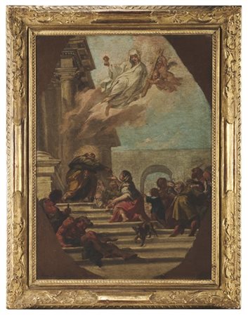 Scuola veneta del secolo XVIII

"Elemosina di un Santo"
olio su tela (cm 52,5x3