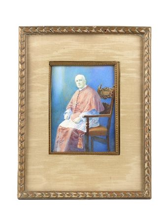 Maestro del secolo XIX "Ritratto di cardinale" miniatura rettangolare su avorio