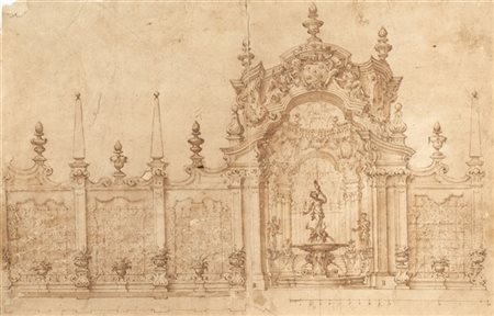 Artista del secolo XVIII

"Studio di architettura con fontana"
penna con inchio