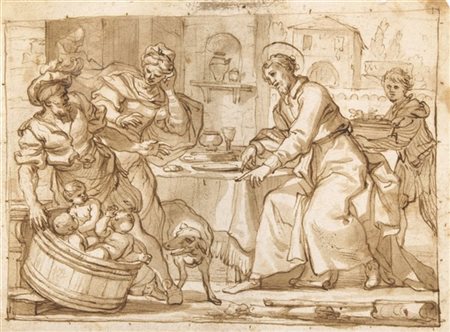 Artista genovese della fine del secolo XVII

"Scena religiosa (?)"
penna con in