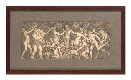 Bernardo Daddi "Fauni, satiri e baccanti sacrificano a Priapo"
bulino (mm 117x28