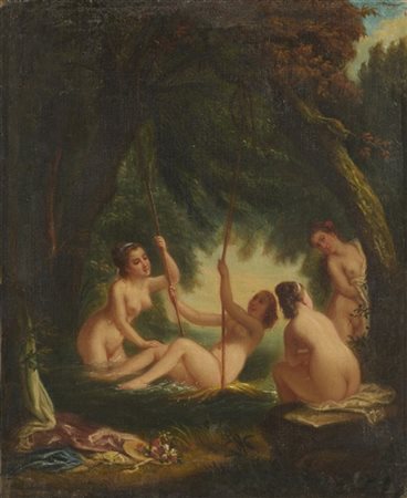 Scuola del secolo XVIII

"Fanciulle al bagno"
olio su tela (cm 46x38)
(difetti)