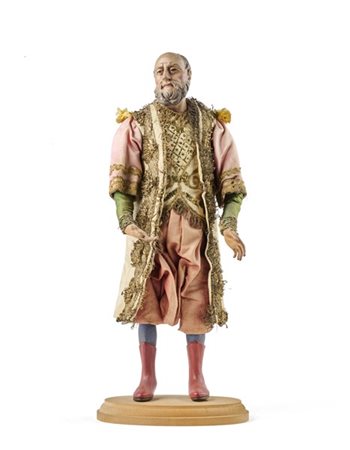 Arte napoletana, secolo XX. "Nobiluomo barbuto con tunica" figura da presepe co