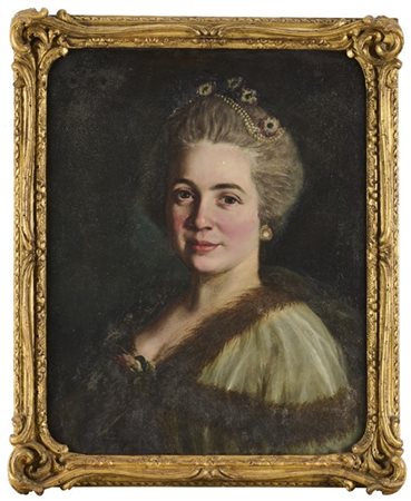 Maestro del secolo XIX

"Ritratto di dama con pelliccia e diadema con perle"
ol