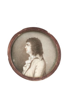 De Mons (Francia, secolo XVIII/XIX) Ritratto di gentiluomo di profilo miniatura