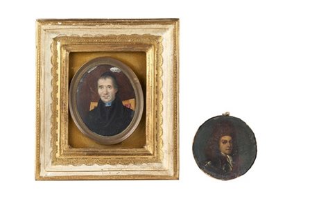 Arte del secolo XIX. Lotto composto da una miniatura su avorio raffigurante pre