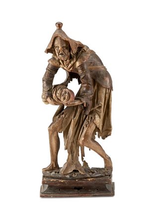 Manifattura veneta, secolo XVIII. Scultura in legno intagliato e parzialmente p