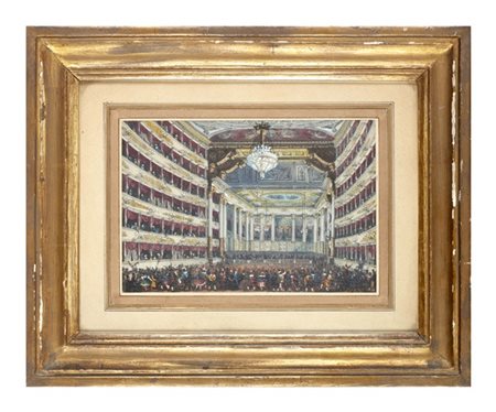 Cassani "L'interno della Scala di Milano"
litografia con ricca coloritura (mm 16