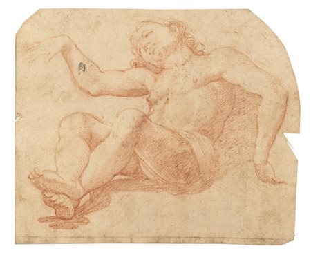 Lotto composto da tre disegni a sanguigna del secolo XVII raffiguranti "Studi d