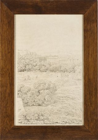 Anonimo della prima metà del secolo XIX

"Scorcio romano con figure con veduta