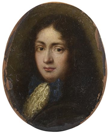 Ignoto del secolo XVIII

"Ritratto di gentiluomo"
olio su rame ovale (cm 7,5x6)