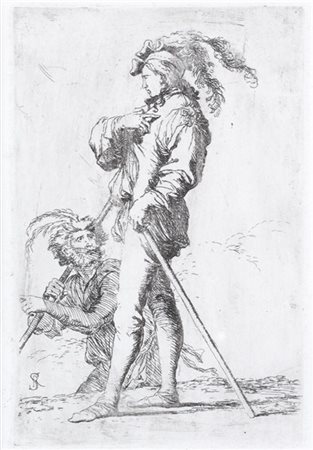 Salvator Rosa "Soldato di profilo con mano al petto"
acquaforte su carta (mm 146