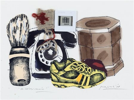 CONCETTO POZZATI 1935 " A casa mia ", 2008 Tecnica mista e collage su carta,...