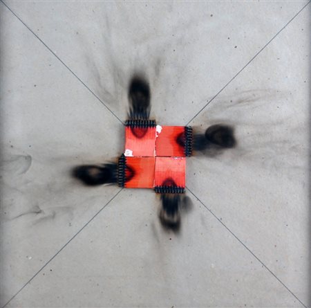 BERNARD AUBERTIN 1934 " Dessin de feu ", 1973 Fiammiferi bruciati applicati...