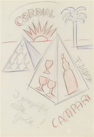 FORTUNATO DEPERO 1892 - 1960 " Cordial Campari, I geroglifici della gola ",...