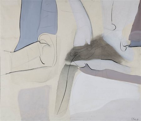 RENATO VOLPINI 1934 " Pensando alla natura ", 1961 Tecnica mista su tela, cm....