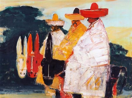 SALVATORE FIUME 1915 - 1997 Senza titolo Olio su tavola, cm. 27 x 36 Firmato...