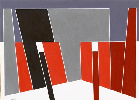 GUALTIERO NATIVI 1921 - 1999 Senza titolo, 1980 Acrilico su tela, cm. 18 x 24...