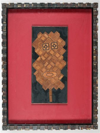 ENRICO BAJ 1924 - 2003 " Testa ", 1961 Collage di legni su tavola, cm. 39,3 x...