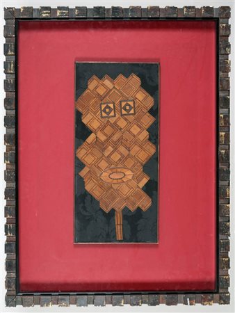 ENRICO BAJ 1924 - 2003 " Testa ", 1961 Collage di legni su tavola, cm. 39,3 x...