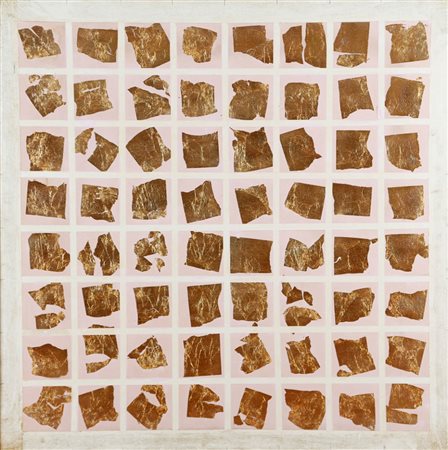 REMO BIANCO 1922 - 1988 " Tableau doré ", anni 70 Tecnica mista e foglia...