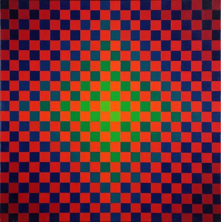 HUGO DEMARCO 1932 - 1995 " Vibration rouge vert ", 1959 Olio su tela, cm. 50...