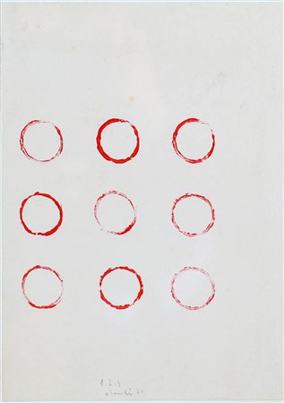 EDOARDO LANDI 1937 " 1,2,3 ", 1960 Acrilico su carta, cm. 29,5 x 21 Firmato e...