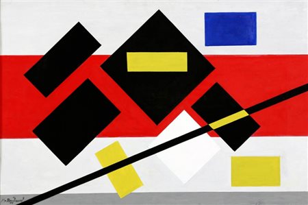 MAURO REGGIANI 1897 - 1980 " Composizione ", 1963 Olio su tela, cm. 53 x 81...