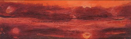 Ilia Peikov - Nebulosa rosso 1967 olio su tela 56 x 184 cm Firmato in basso...