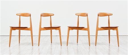 Hans J. Wegner - Gruppo di 4 sedie in palissandro, Heart Chairs XX secolo 74...
