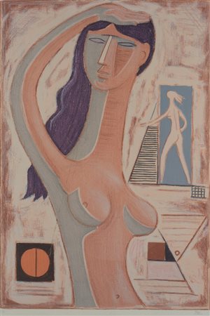 Mario Tozzi - Figura di donna litografia su carta 73 x 51 cm Prova d'autore....